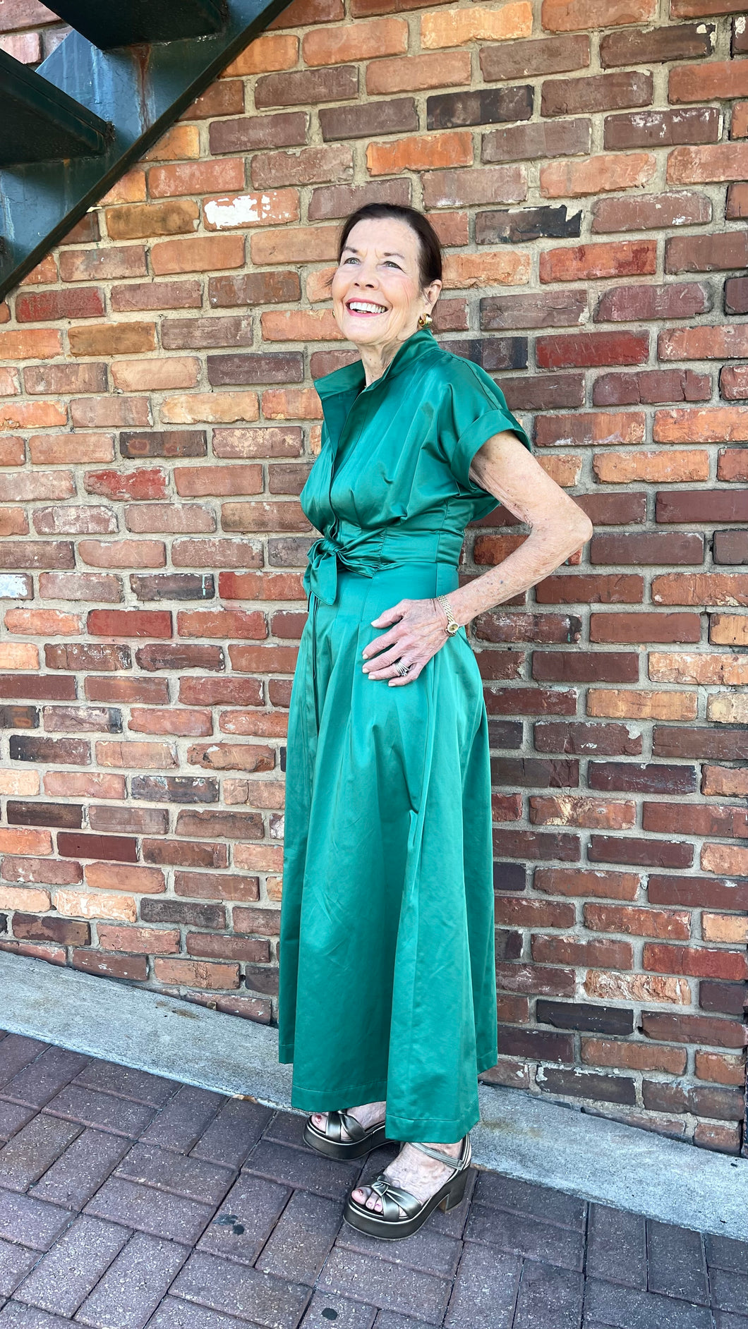 Rocky Dress Micro Satin Emerald