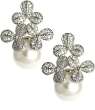 Load image into Gallery viewer, Kennedy Earrings -Rhinestone and Pearl - 18K Plated-Kristin Kennedy Collection  -  WS: Gold