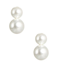 Load image into Gallery viewer, Audrey - Double Pearl earrings - Belle of  the Ball - 18k Gold Plated - WS: Post / Small