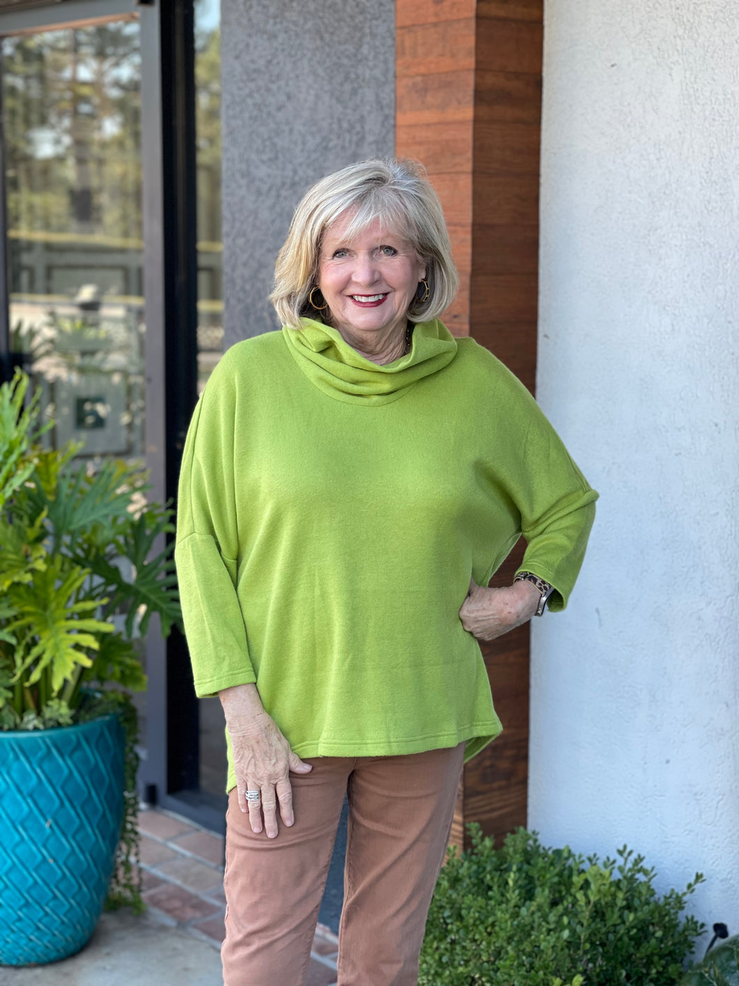 Solid Cowl Neck Green