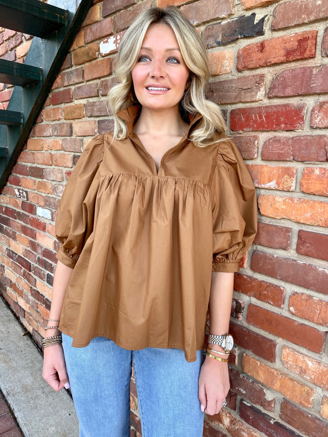 Brown Puff Top