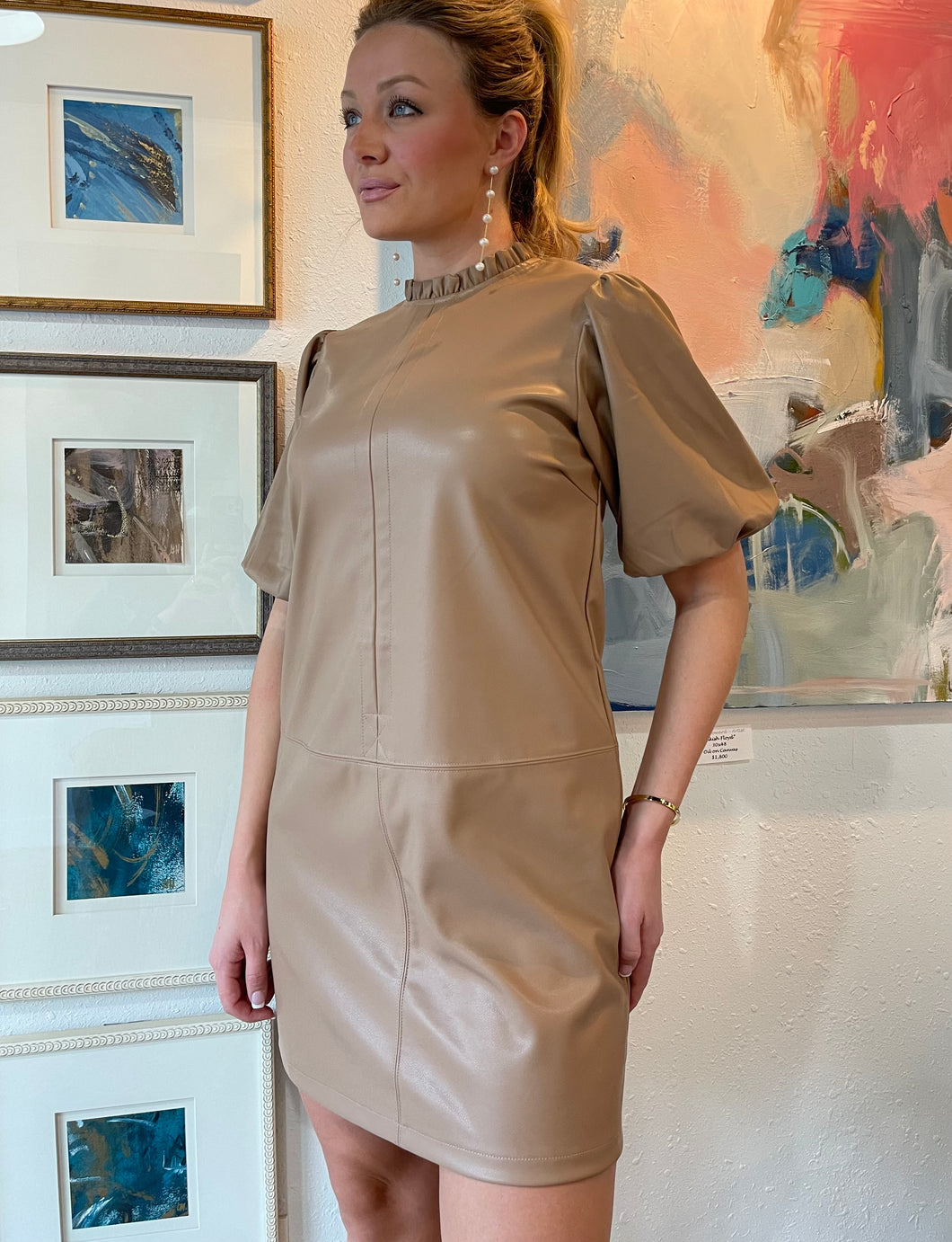 Beige Leather Dress
