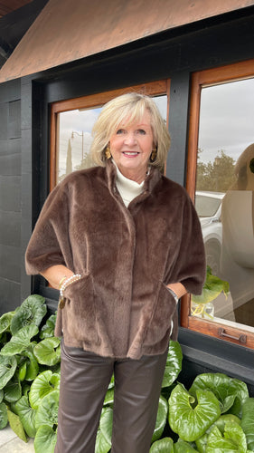 Chocolate Faux Capelet Jacket