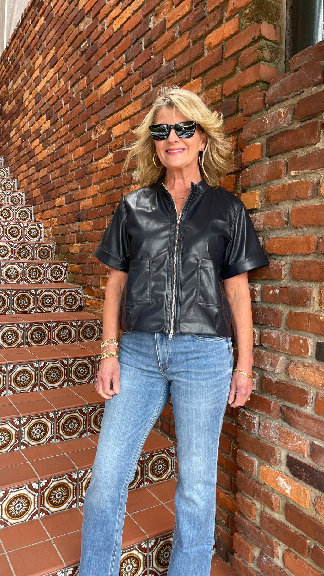 Jackie Zip-Up Top Navy