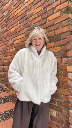 Ladies Woven Coat Off White