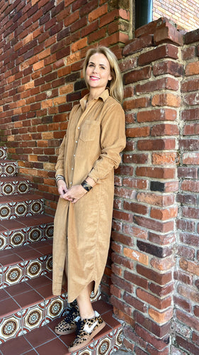 Rory Camel Corduroy Shirtdress
