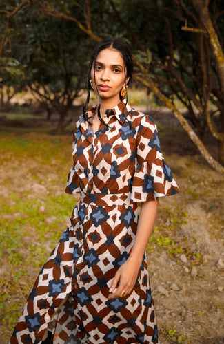 Brooke Mosaic Brown Dress