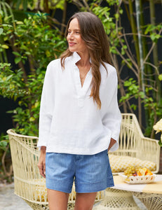 Gabi Popover White Linen Shirt
