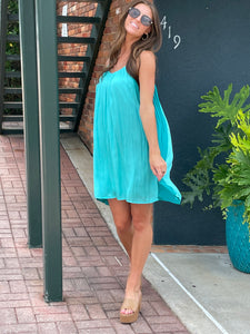 Turq/Verd Color Block Mini Dress