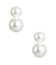Load image into Gallery viewer, Audrey - Double Pearl earrings - Belle of  the Ball - 18k Gold Plated - WS: Post / Small