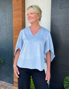 Nina Top Suede Dusty Blue