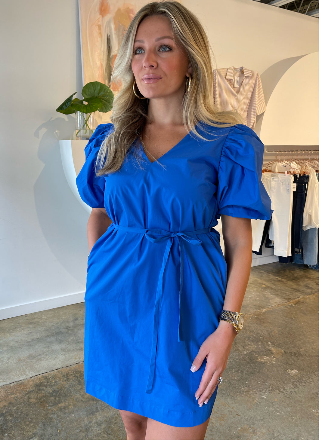 Blue Puff Sleeve Shift